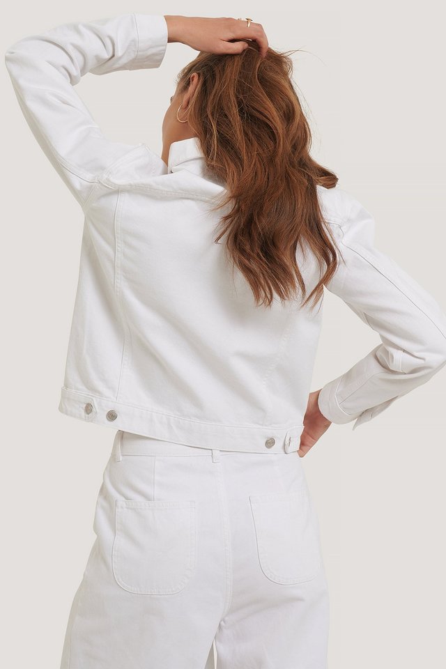 Women White Solid Jacket - DENIMS