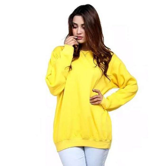 Yellow Fleece Sweatshirt For Women