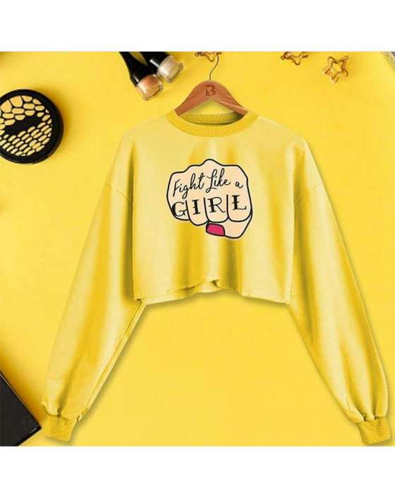 YELLOW CROPPED SWEATSHIRT FOR womens 386