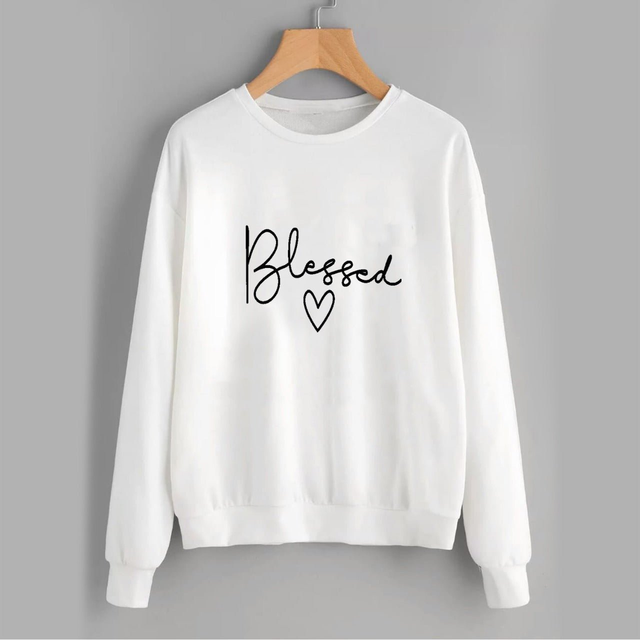 Blessed Fleece Full Sleeves Pull Over Sweatshirt For Women - DENIMS - Hoodies & Sweatshirts -