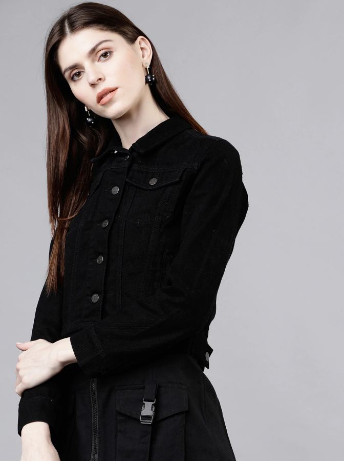 Women Black Solid Jacket