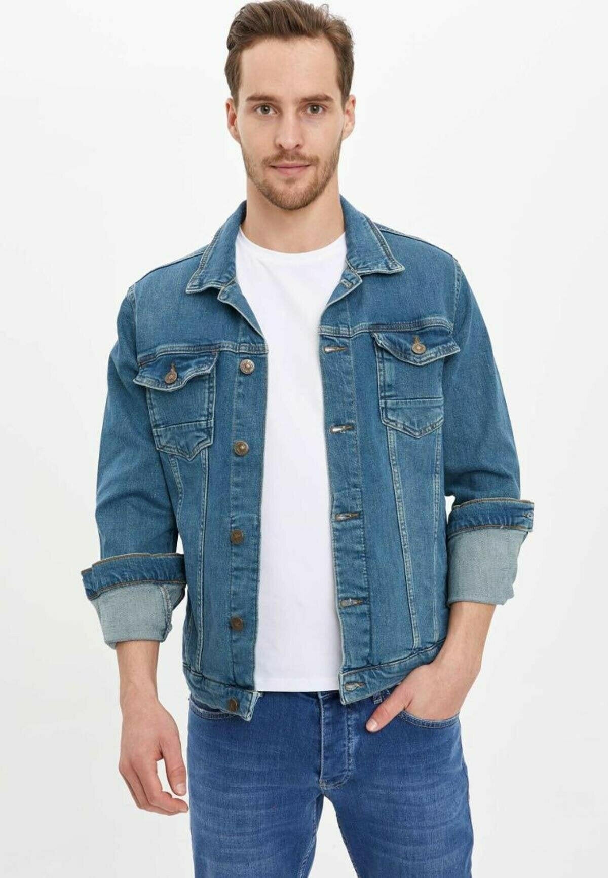 HB Mens Denim Jacket Stretchable Fine Lycra - DENIMS - Denim Jacket -