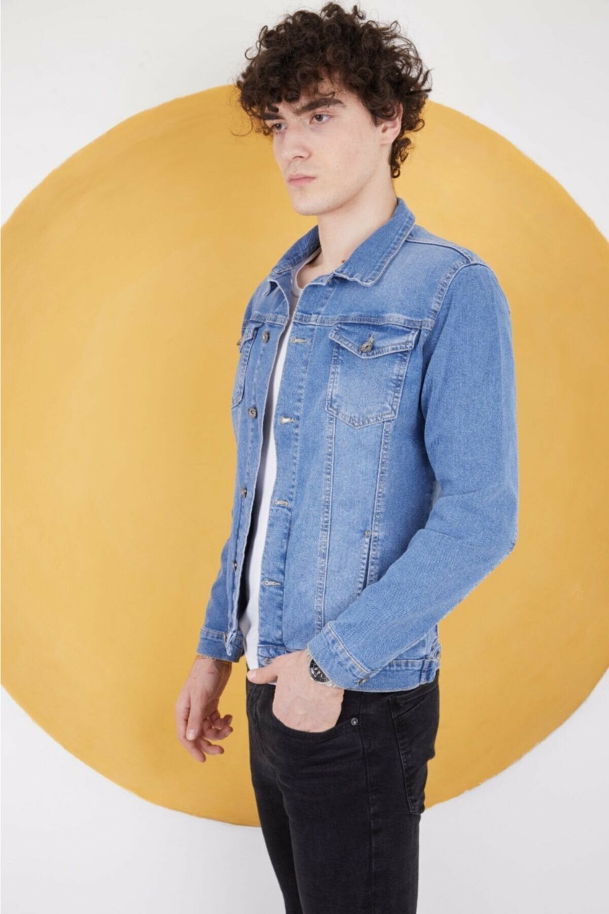 HB Mens Denim Jacket Stretchable Fine Lycra - DENIMS - Denim Jacket -