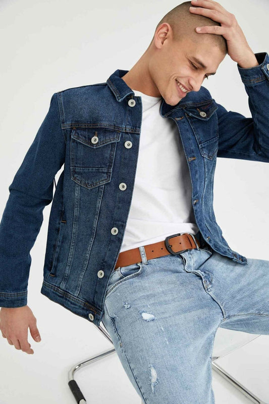 HB Mens Denim Jacket Stretchable Fine Lycra - DENIMS - Denim Jacket -