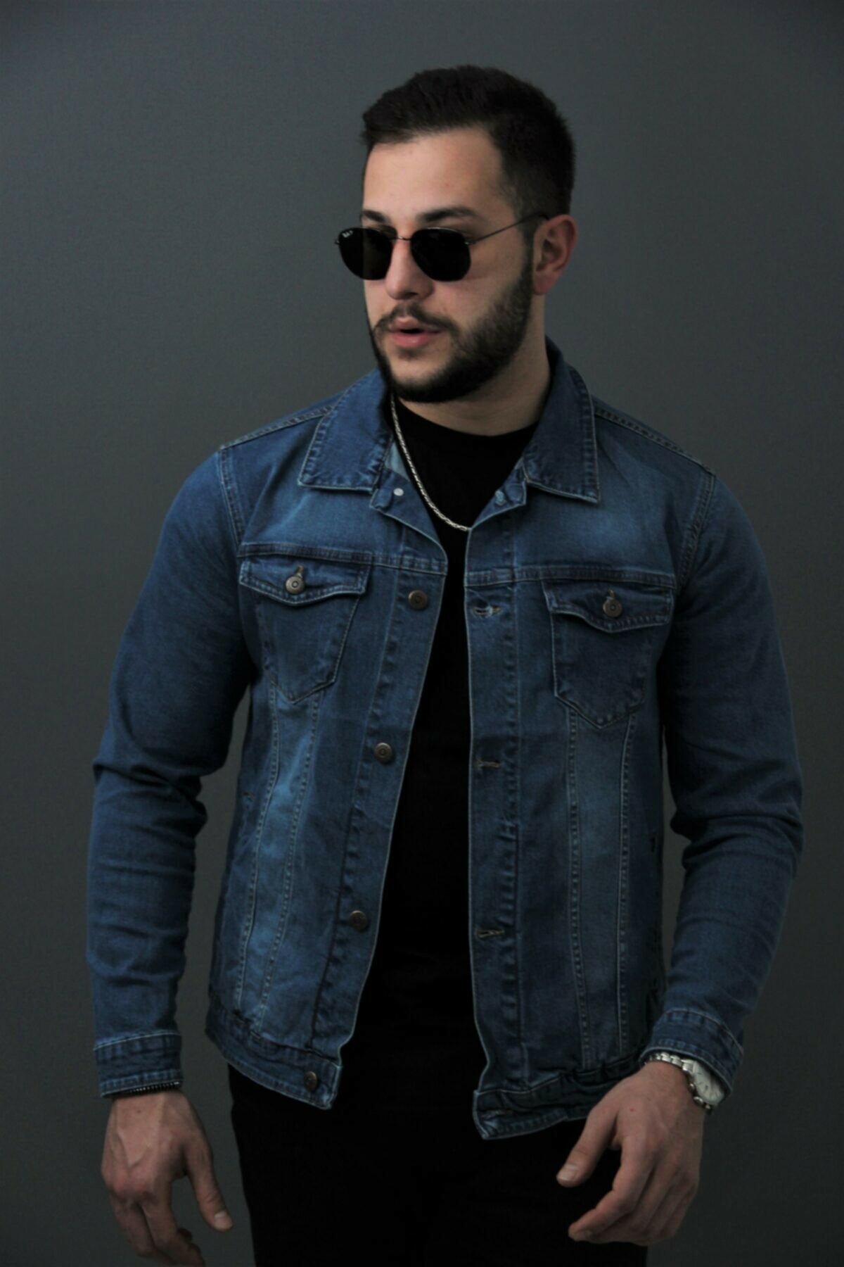HB Mens Denim Jacket Stretchable Fine Lycra - DENIMS - Denim Jacket -