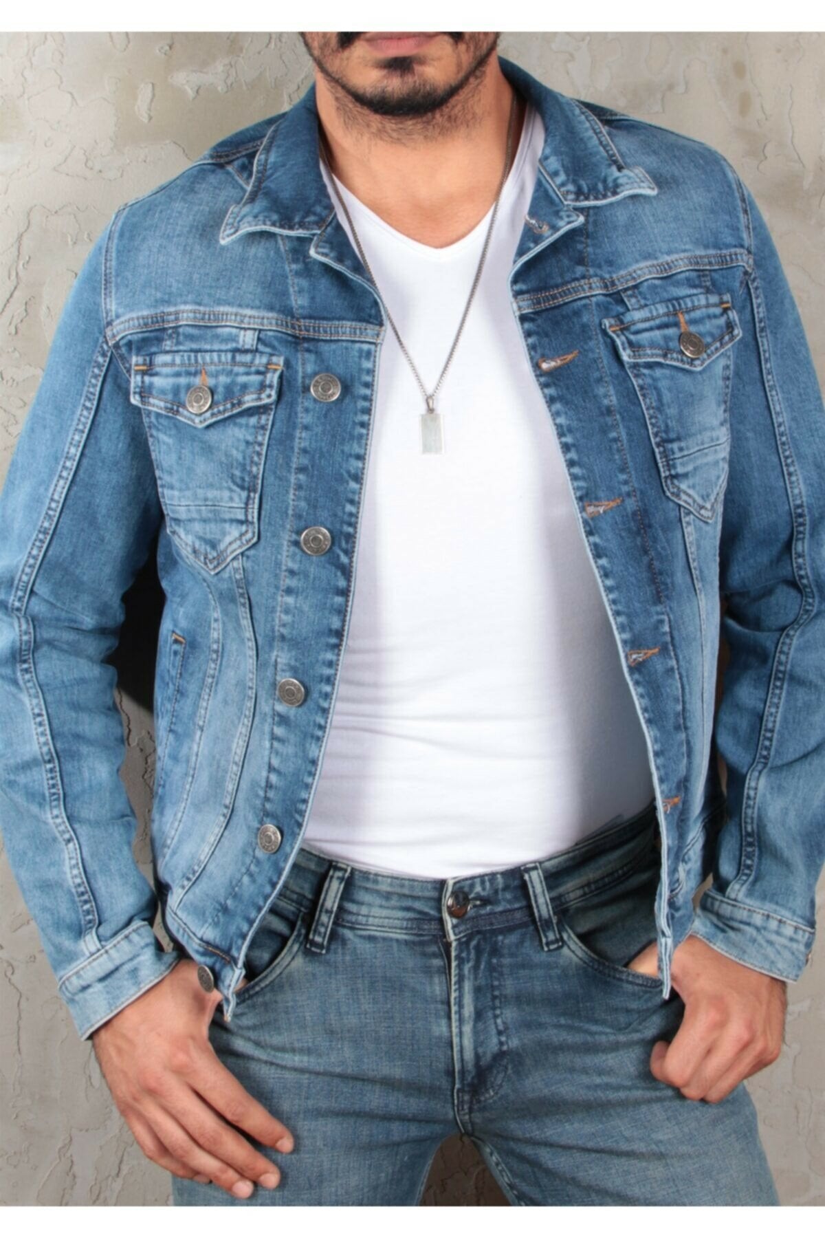 HB Mens Denim Jacket Stretchable Fine Lycra - DENIMS - Denim Jacket -