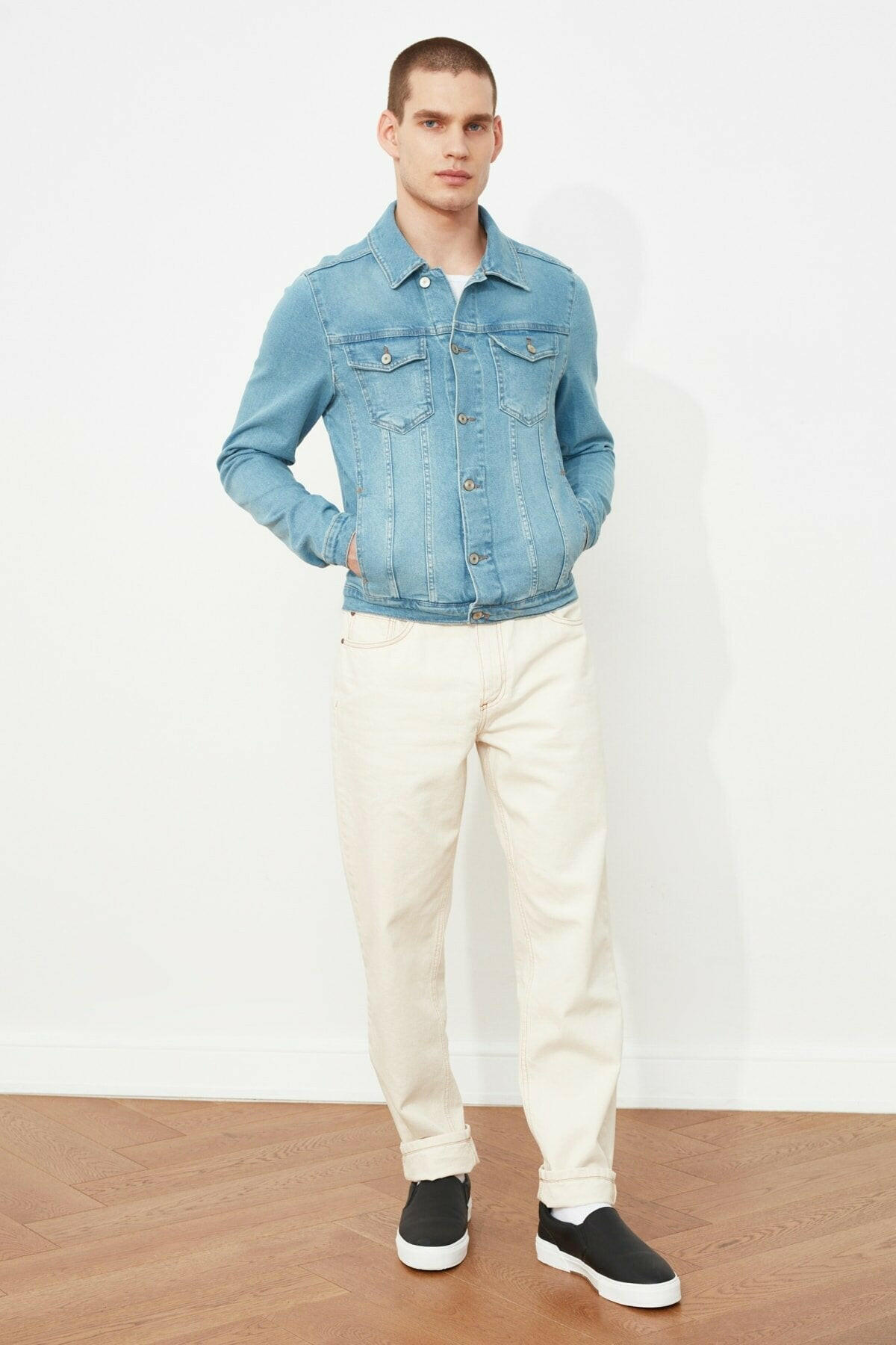 HB Mens Denim Jacket Stretchable Fine Lycra - DENIMS - Denim Jacket -