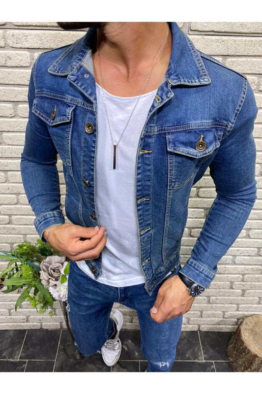 HB Mens Denim Jacket Stretchable Fine Lycra - DENIMS - Denim Jacket -