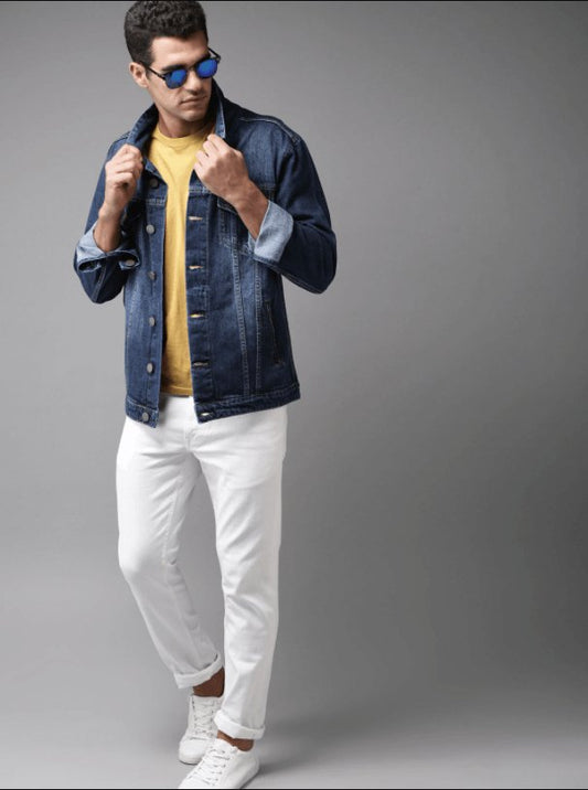 HB Mens Denim Jacket Stretchable Fine Lycra - DENIMS - Denim Jacket -