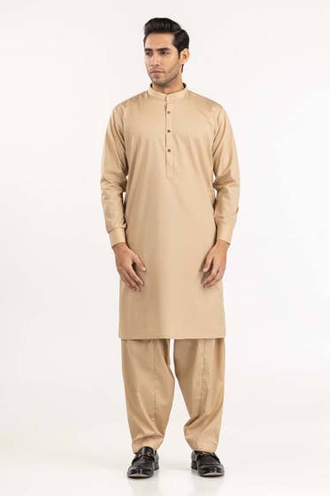 Khaki Basic Shalwar Kameez - DENIMS - Shalwar Kameez -