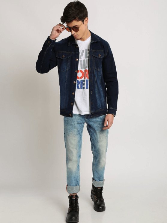 Mens Denim Jacket Dark Blue - DENIMS - Denim Jacket -