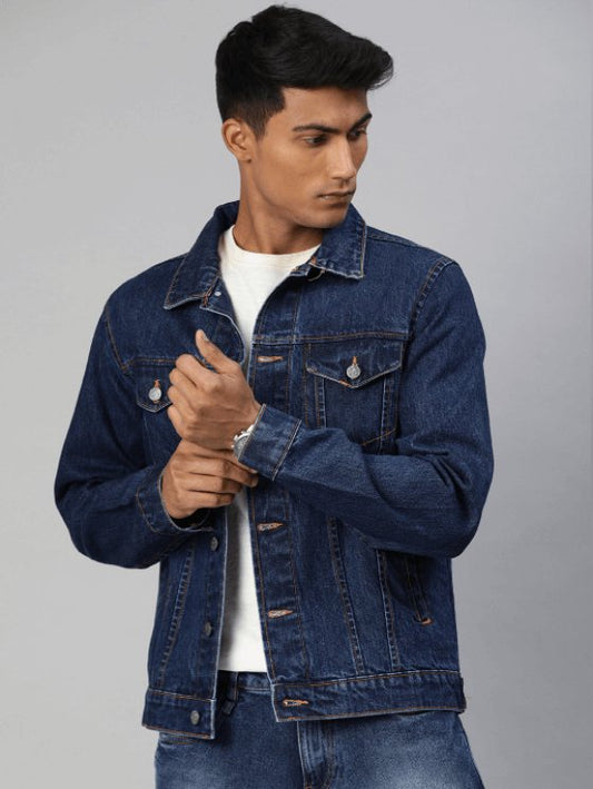 Mens Denim Jacket Dark Blue - DENIMS - Denim Jacket -