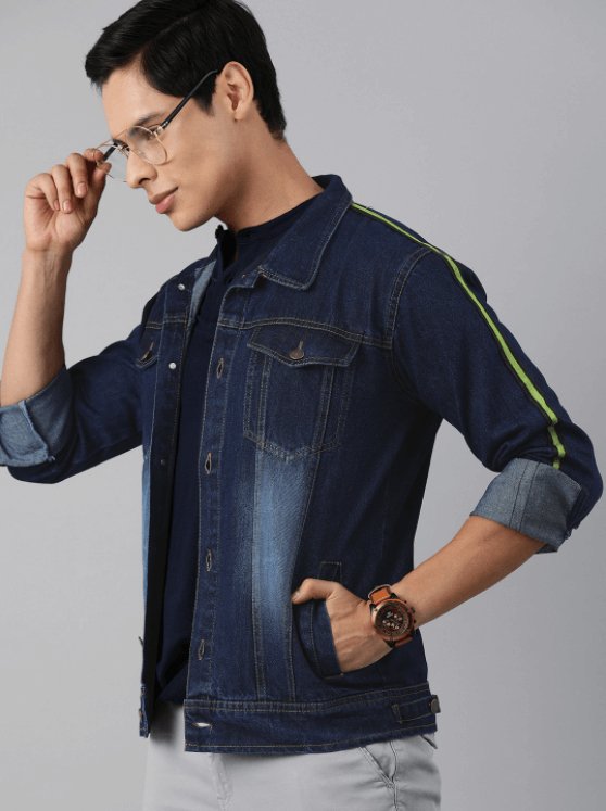 Mens Denim Jacket Dark Blue - DENIMS - Denim Jacket -