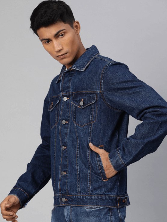 Mens Denim Jacket Dark Blue - DENIMS - Denim Jacket -