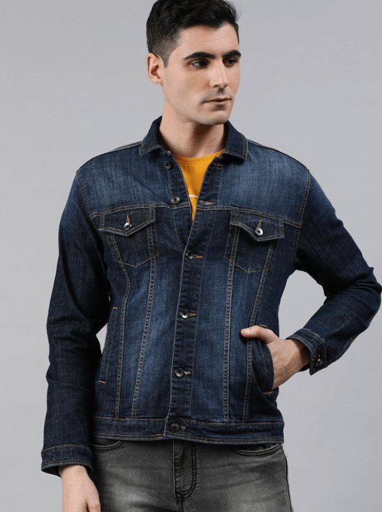 Mens Denim Jacket Dark Blue - DENIMS - Denim Jacket -