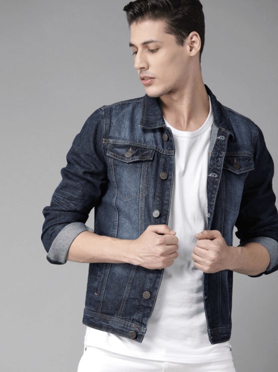 Mens Denim Jacket Dark Blue - DENIMS - Denim Jacket -