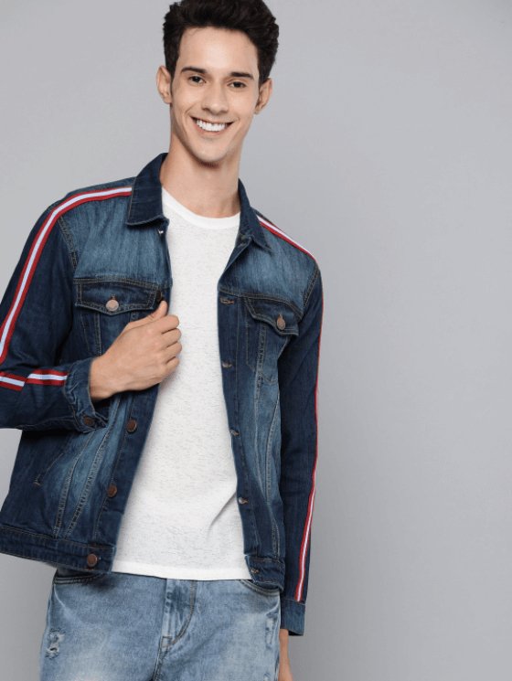 Mens Denim Jacket Dark Blue - DENIMS - Denim Jacket -