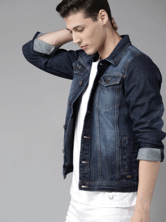 Mens Denim Jacket Dark Blue - DENIMS - Denim Jacket -