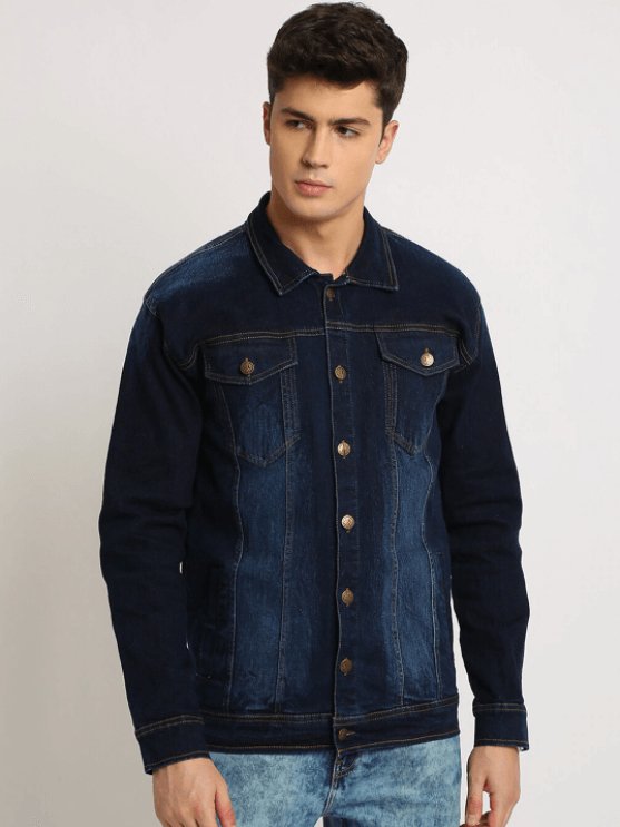 Mens Denim Jacket Dark Blue - DENIMS - Denim Jacket -