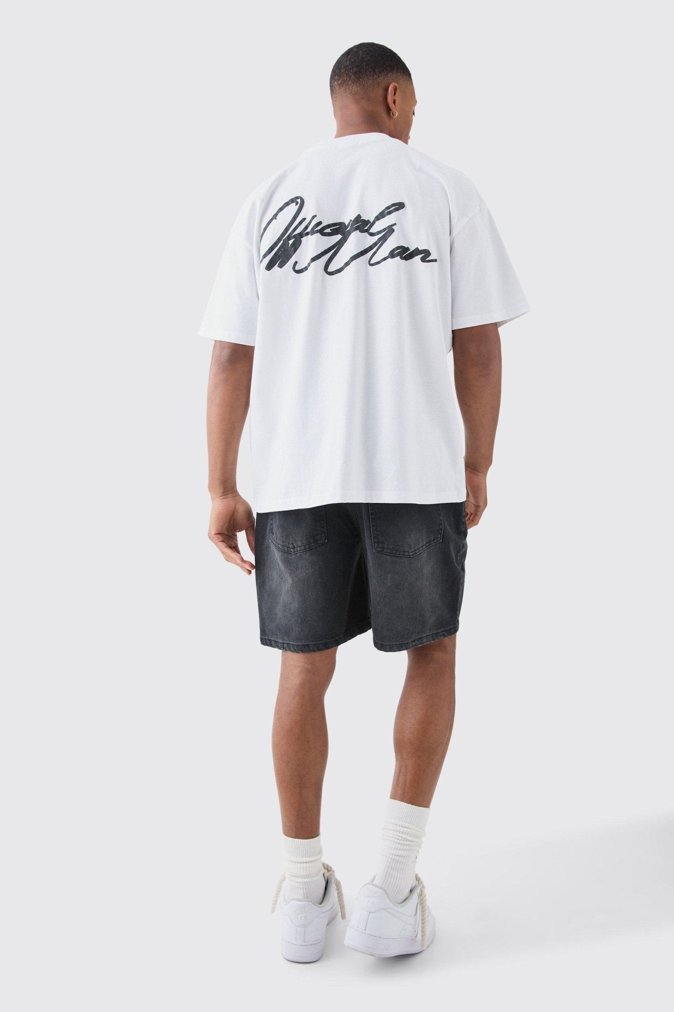 Relaxed Rigid Denim Shorts In Charcoal - DENIMS - Shorts -