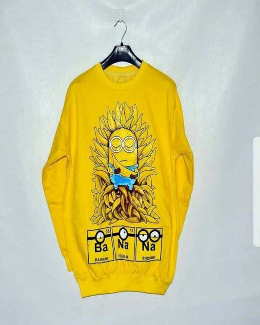 Yellow Stylish Minion print Sweat Shirt for womens