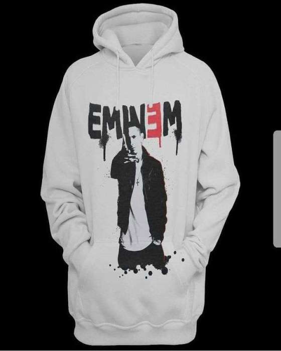White Eminem Printed Hoodie For womens