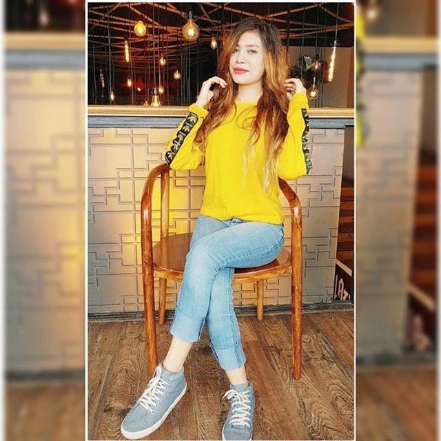Yellow Sleeves Printed T-Shirt For Women