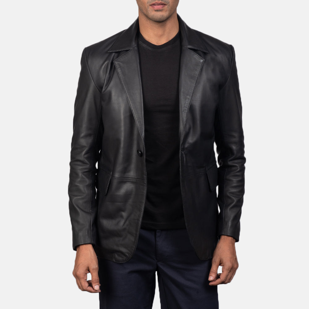 Ace Black Leather Blazer