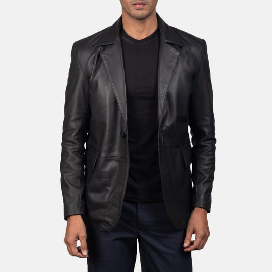 Ace Black Leather Blazer