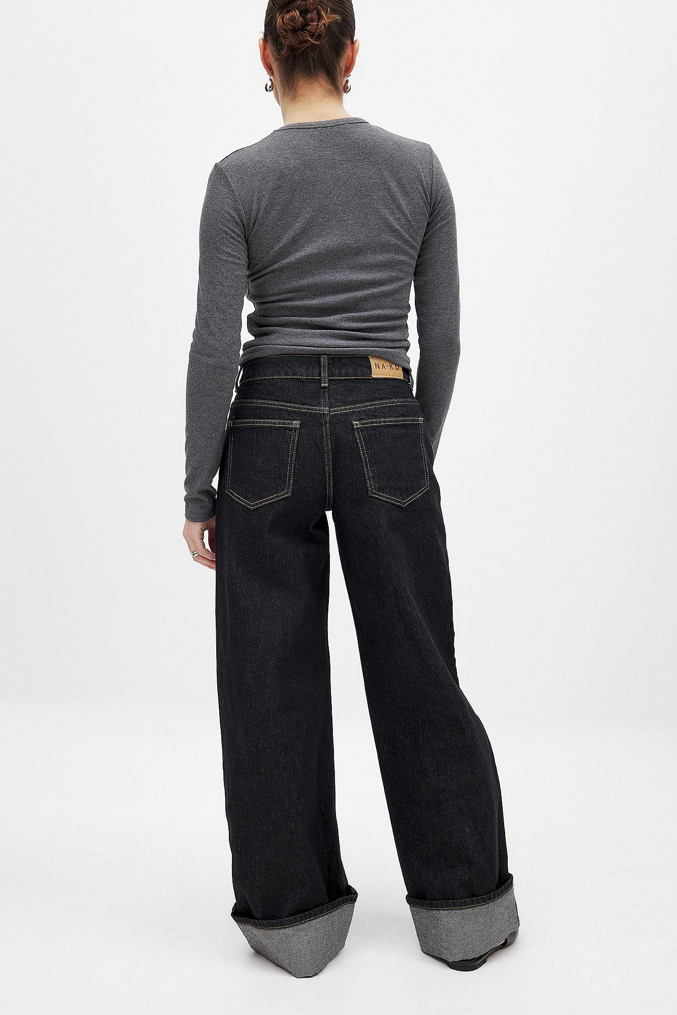 Fold Up Detail Denim Jeans for Women – Trendy Rolled Hem Straight Fit | DENIMS