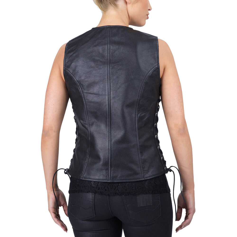 Ace Haughty Black Leather Motorcycle Vest for Women