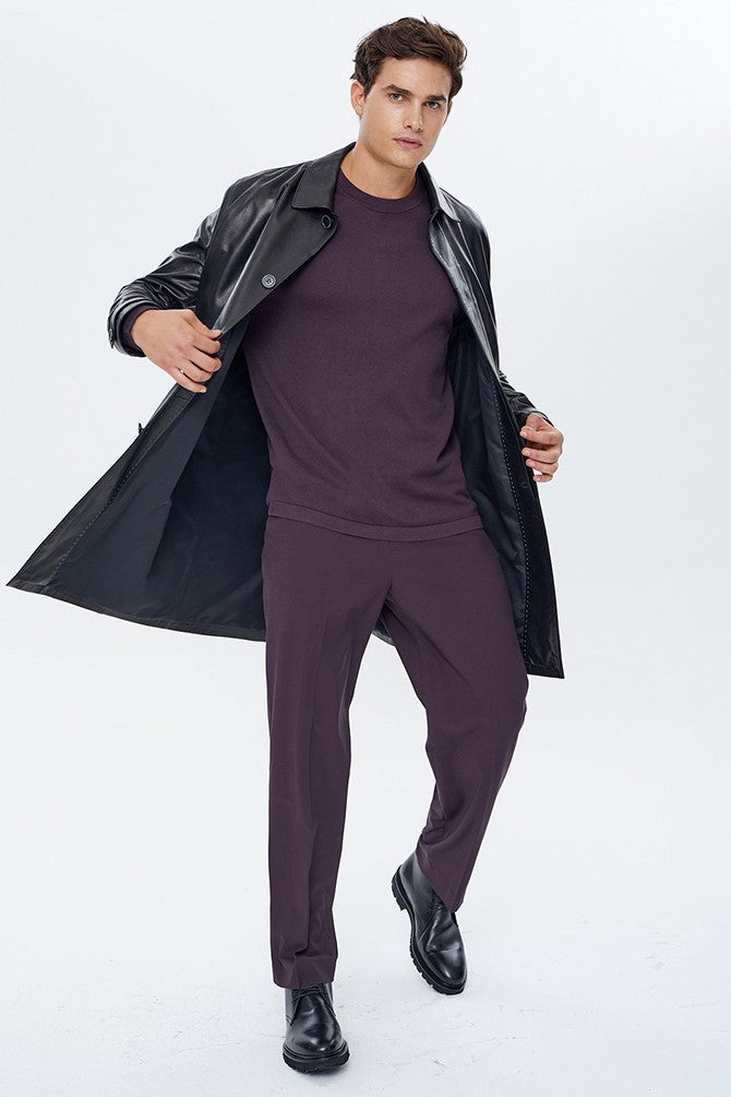 Ace Black Bruyne Men's Genuine Leather Coat Black