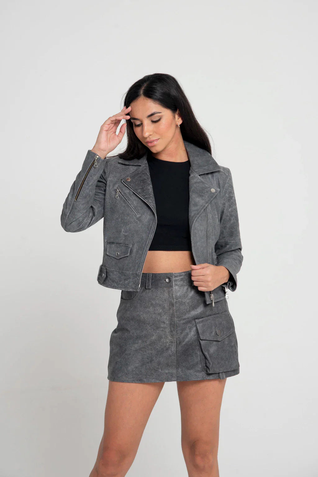 Ace Midnight Gray Rider Biker Jacket