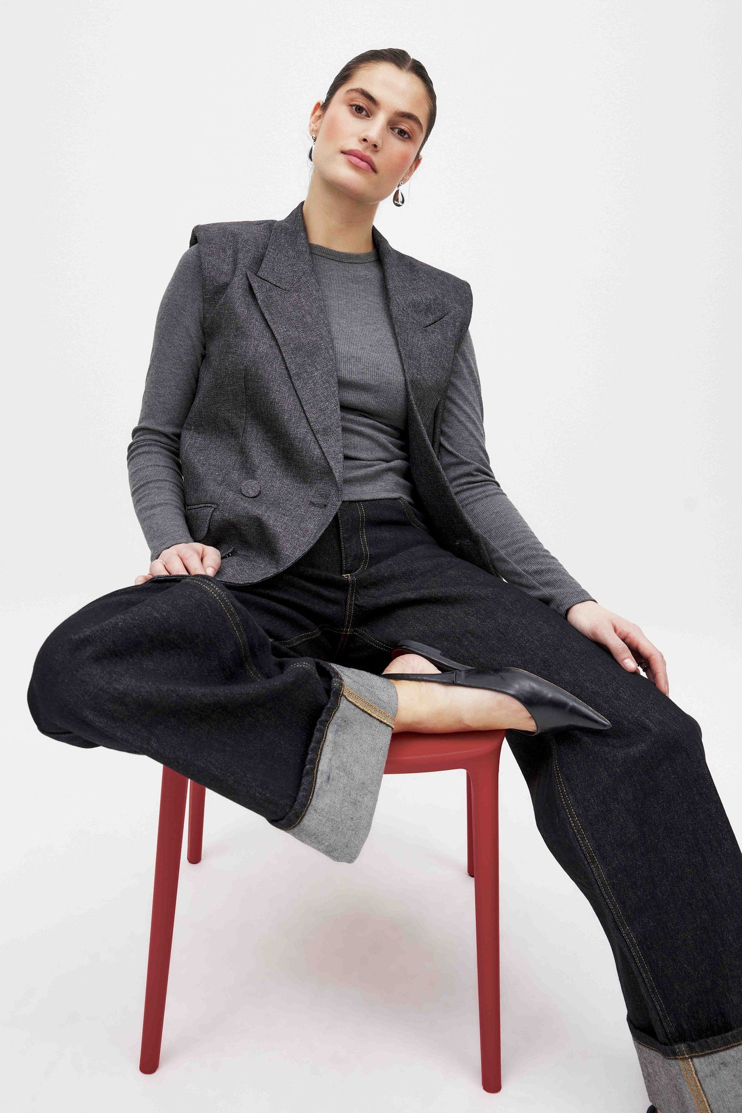 Fold Up Detail Denim Jeans for Women – Trendy Rolled Hem Straight Fit | DENIMS