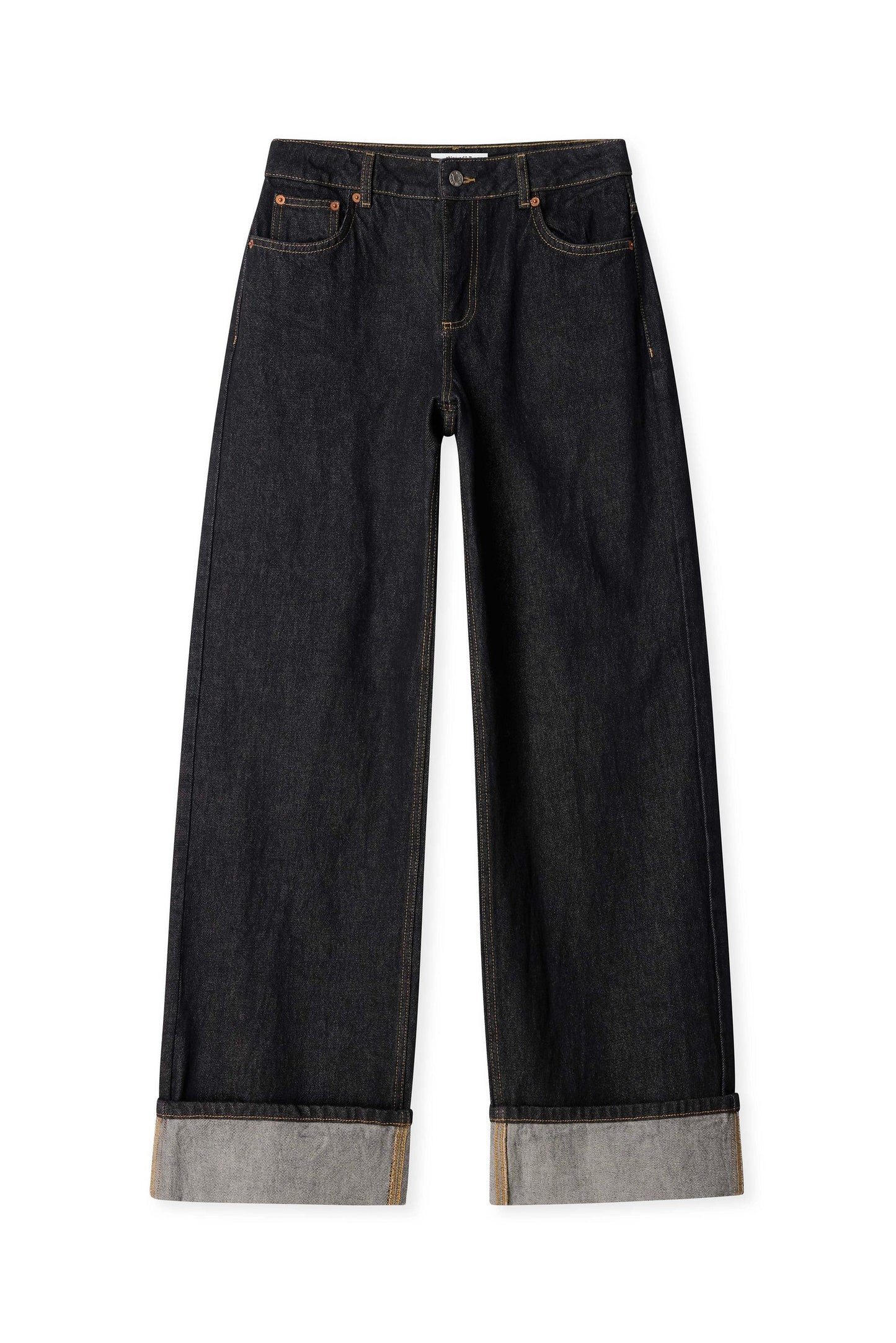 Fold Up Detail Denim Jeans for Women – Trendy Rolled Hem Straight Fit | DENIMS