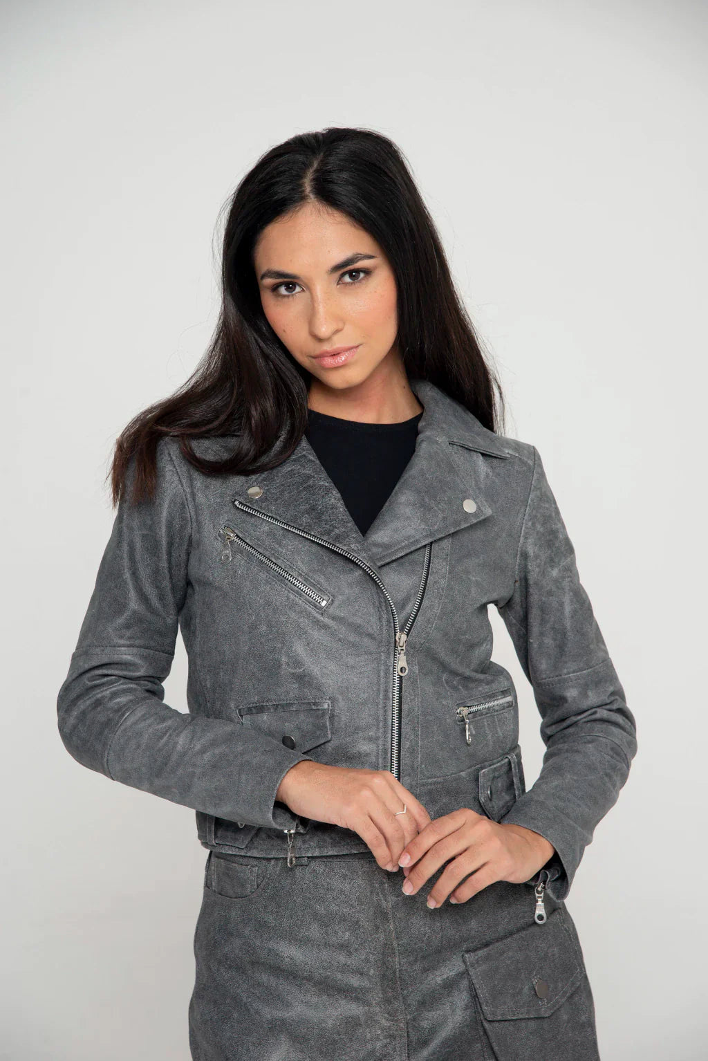 Ace Midnight Gray Rider Biker Jacket