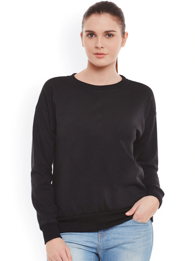 HB INDUSTRIES Plain Basic Sweatshirt Best Fabric Black For Womens
