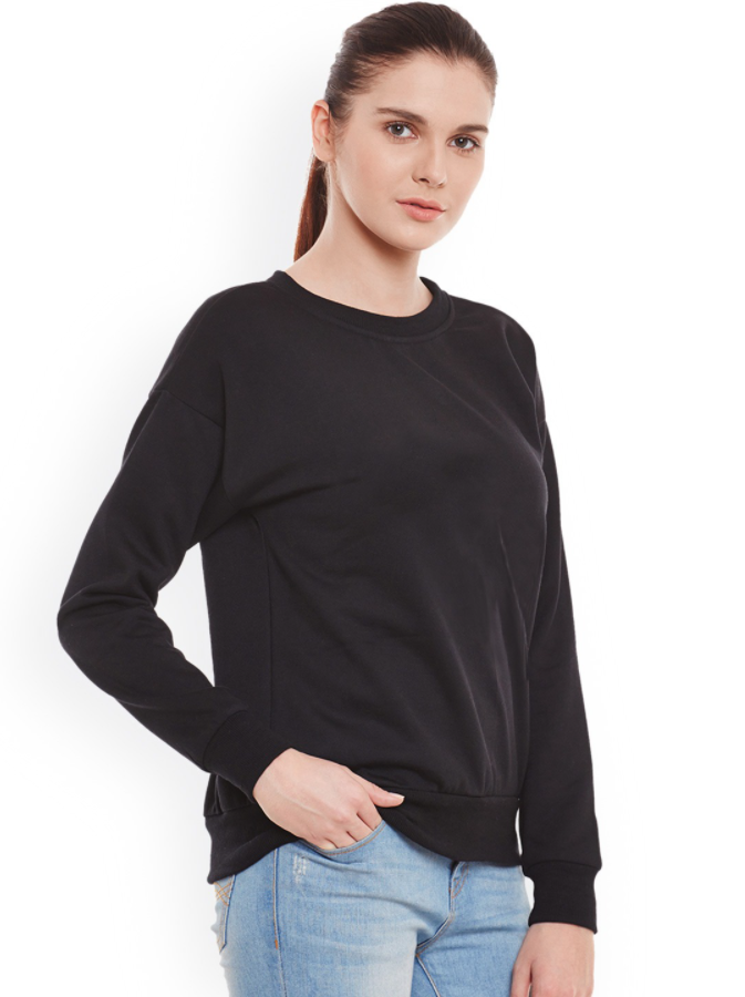 HB INDUSTRIES Plain Basic Sweatshirt Best Fabric Black For Womens