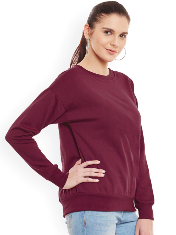 HB INDUSTRIES Plain Basic Sweatshirt Best Fabric Maroon For Womens
