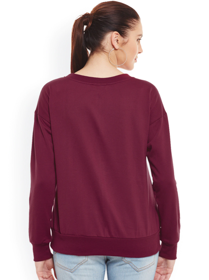 HB INDUSTRIES Plain Basic Sweatshirt Best Fabric Maroon For Womens
