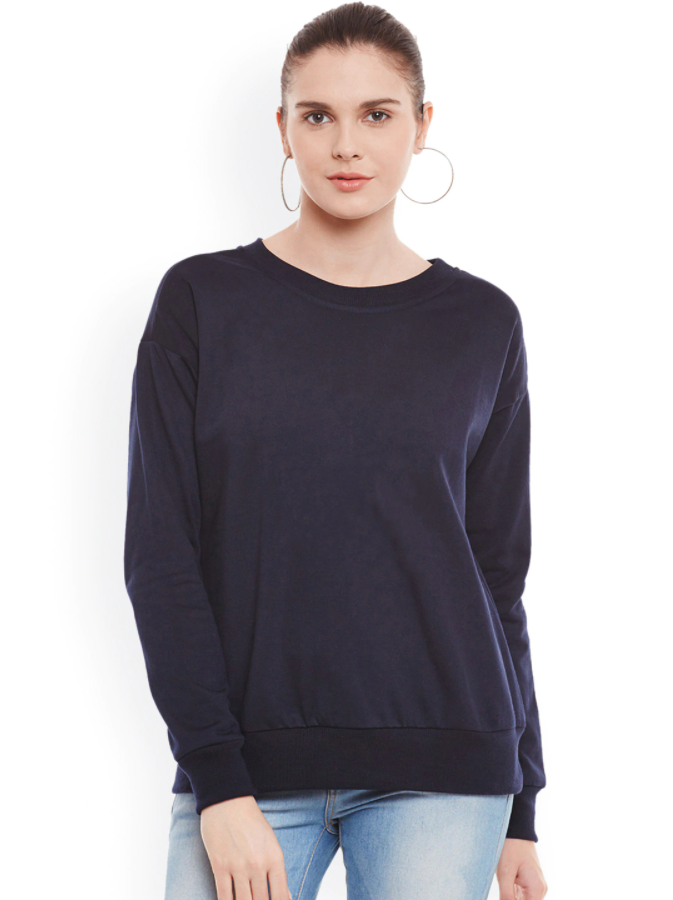 HB INDUSTRIES Plain Basic Sweatshirt Best Fabric Navy Blue For Womens