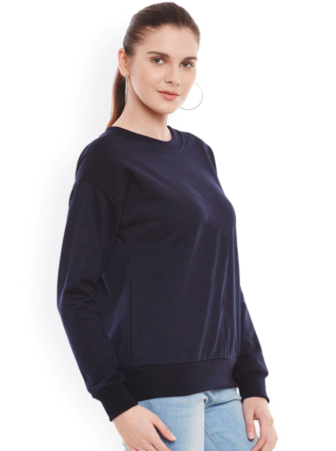 HB INDUSTRIES Plain Basic Sweatshirt Best Fabric Navy Blue For Womens