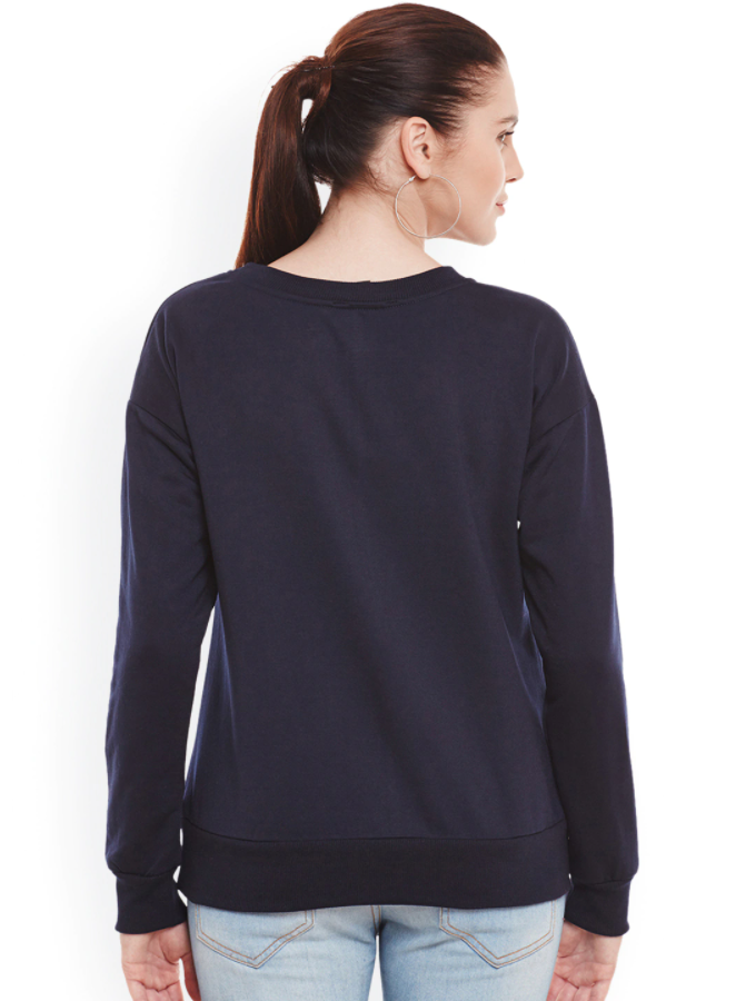 HB INDUSTRIES Plain Basic Sweatshirt Best Fabric Navy Blue For Womens