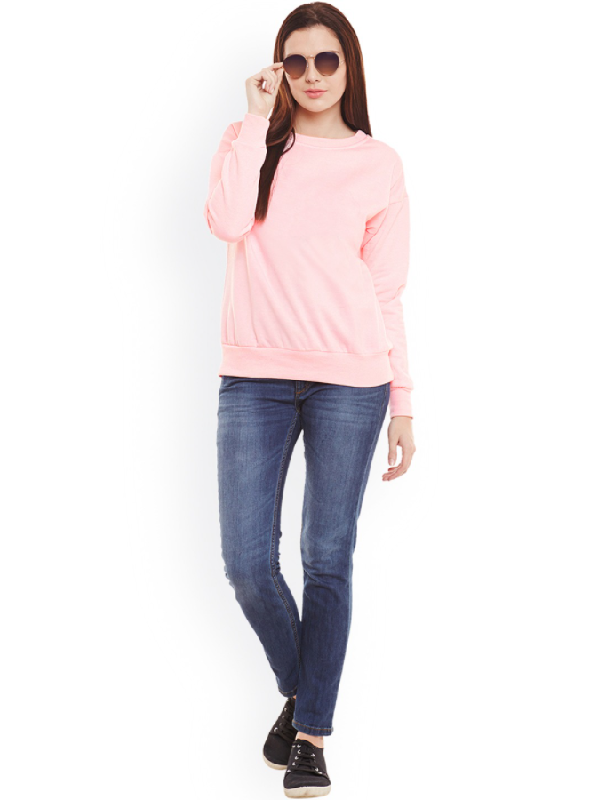HB INDUSTRIES Plain Basic Sweatshirt Best Fabric Pink For Womens