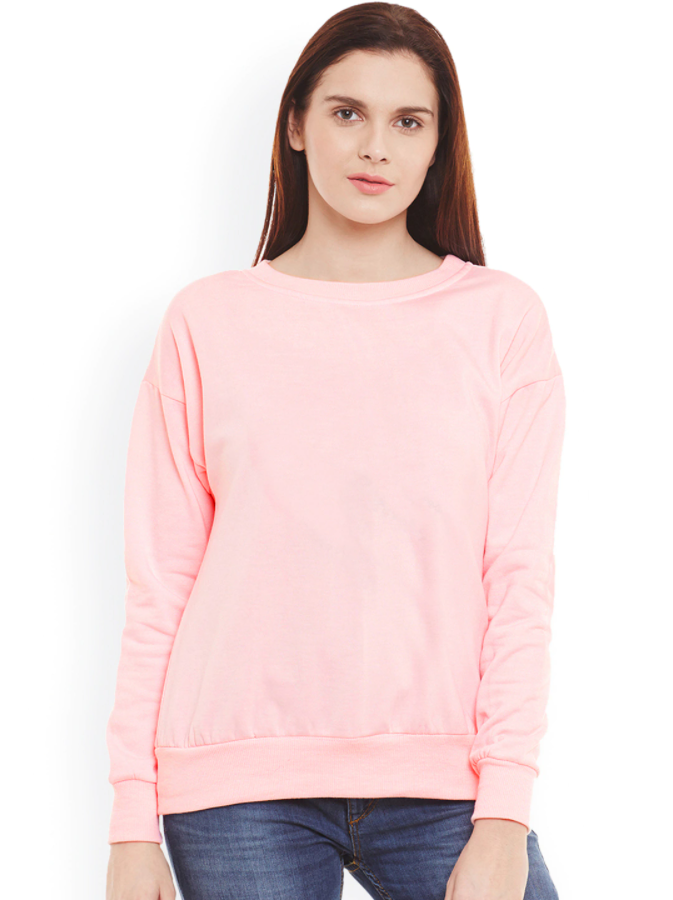 HB INDUSTRIES Plain Basic Sweatshirt Best Fabric Pink For Womens