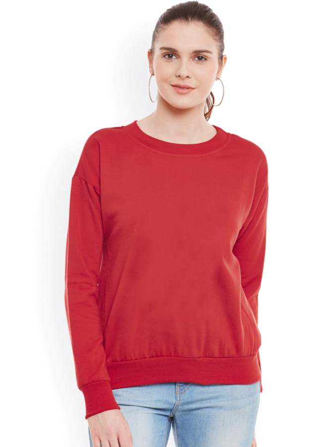 HB INDUSTRIES Plain Basic Sweatshirt Best Fabric Red For Womens
