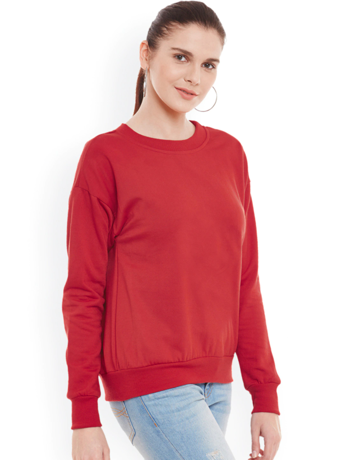 HB INDUSTRIES Plain Basic Sweatshirt Best Fabric Red For Womens
