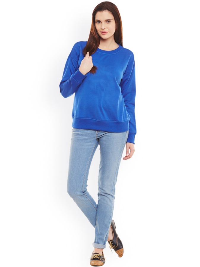 HB INDUSTRIES Plain Basic Sweatshirt Best Fabric Royal Blue For Womens