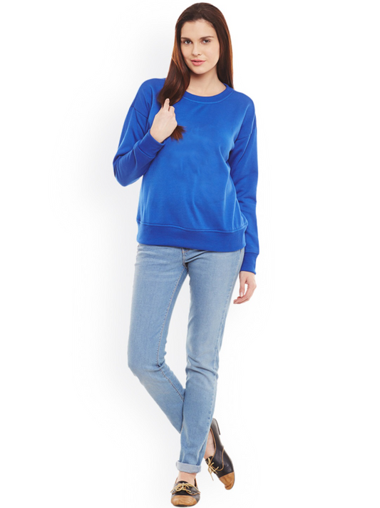 HB INDUSTRIES Plain Basic Sweatshirt Best Fabric Royal Blue For Womens