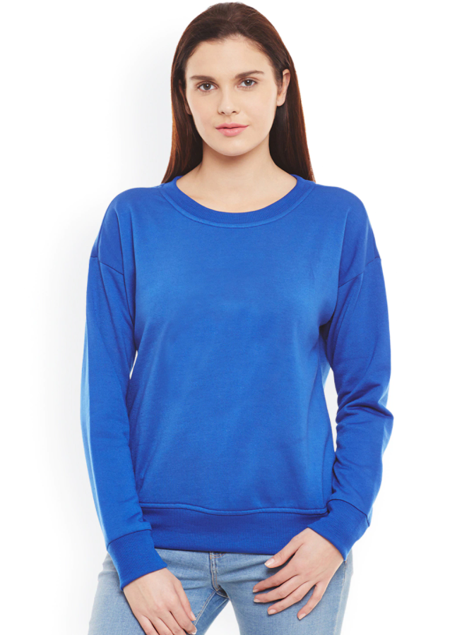 HB INDUSTRIES Plain Basic Sweatshirt Best Fabric Royal Blue For Womens